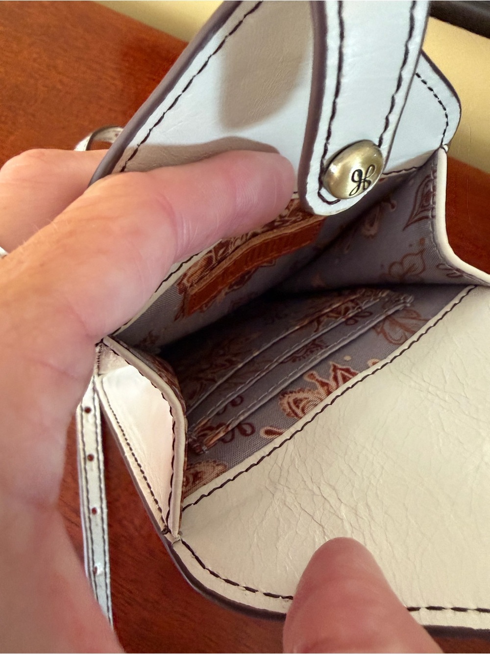 HOBO White Leather Crossbody Wallet, Purse ID Slip Pocket/Phone Ivory - Picture 5 of 8